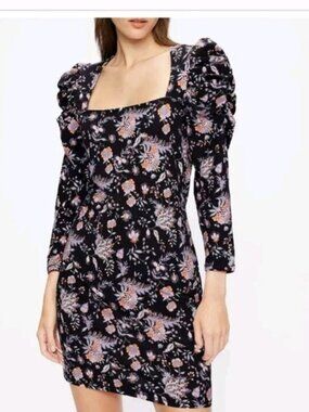 Ted Baker London Dracena Floral Mini Dress | Size 3 (CA 8) | Ruched Sleeves